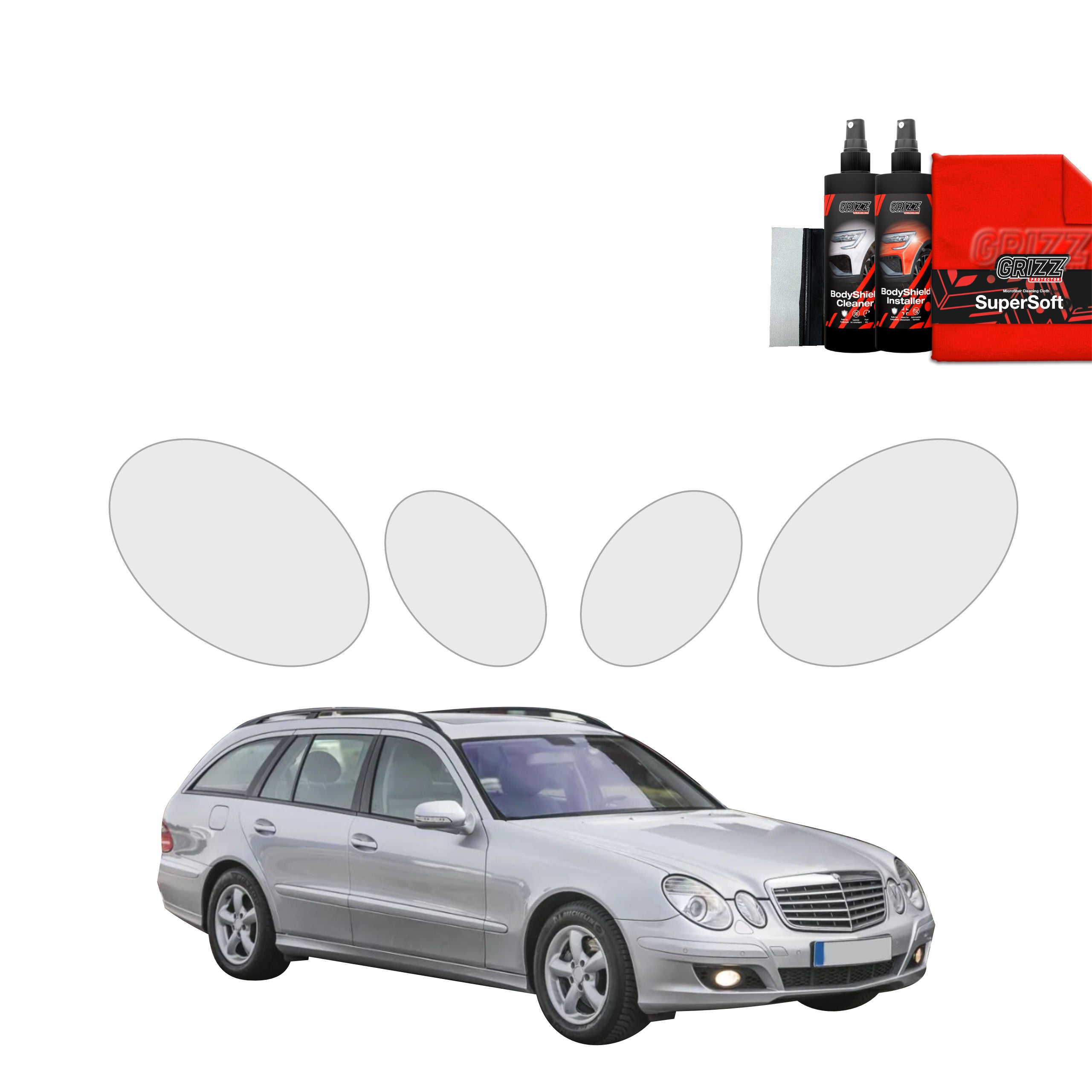 4in1 Schutzfolie Grizz Protector für Scheinwerfer - Mercedes Benz E Klasse S211 Kombi (2002-2009)