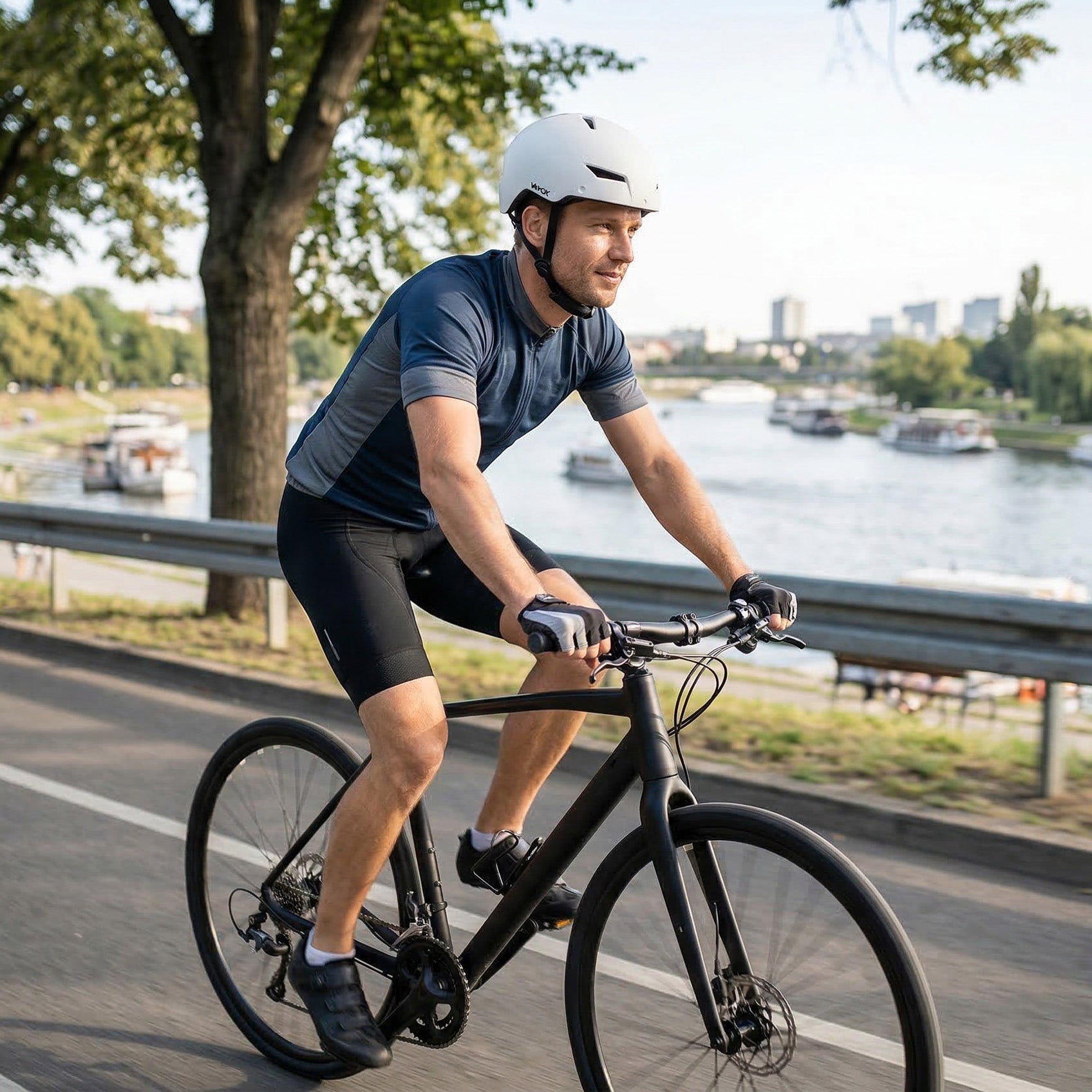 Fahrradhelm mit LED-Licht, Vayox Street VA0423WMM 55-58 cm, Weiss