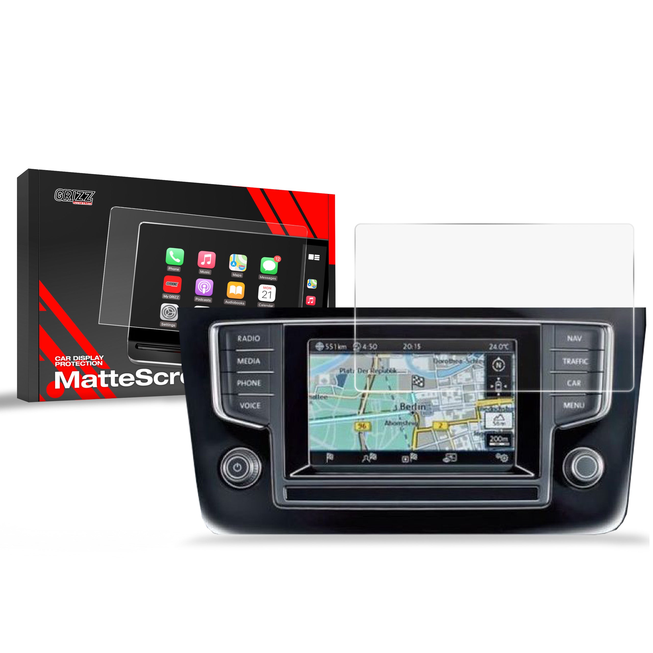 Matte Autodisplayfolie für Volkswagen Golf 6 Discover Media 1 gen. (2013-2015), Grizz Protector