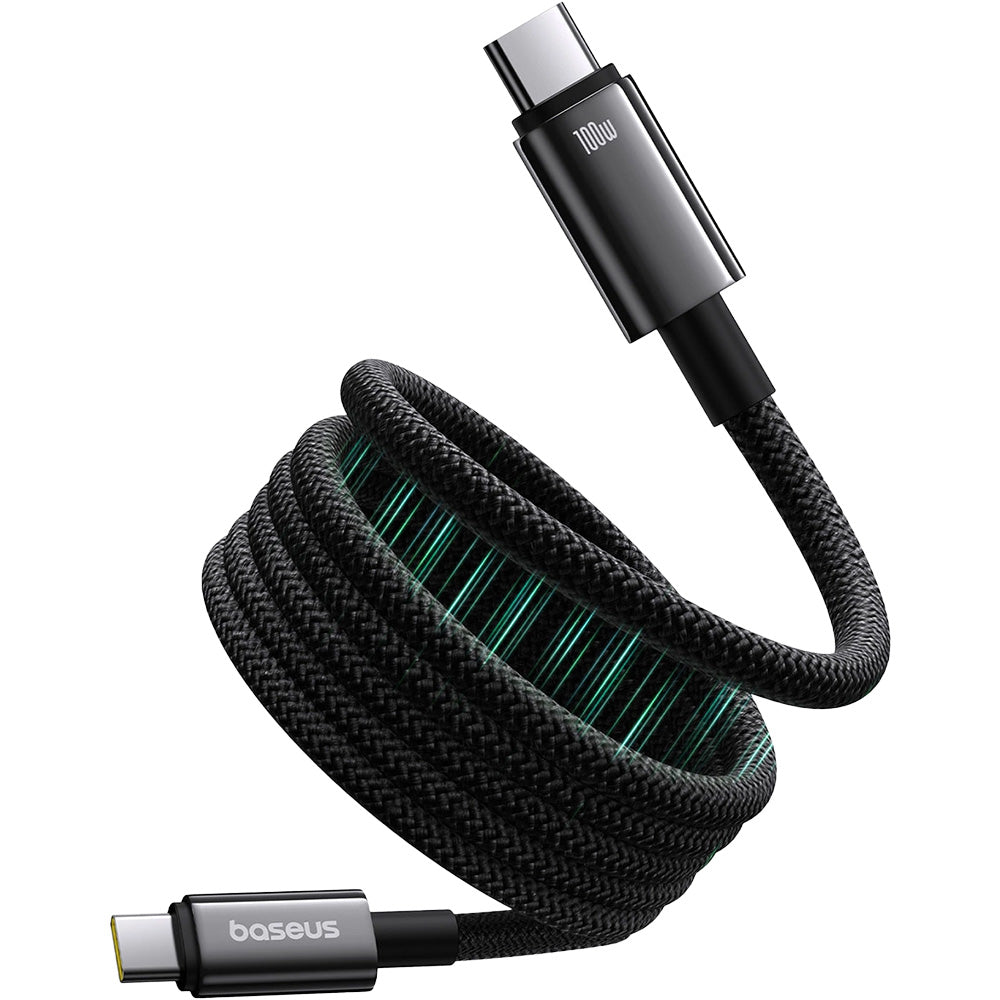 Kabel Baseus Tungsten Gold magnetisches USB-C 100W PD 480Mb/s 1m, Schwarz