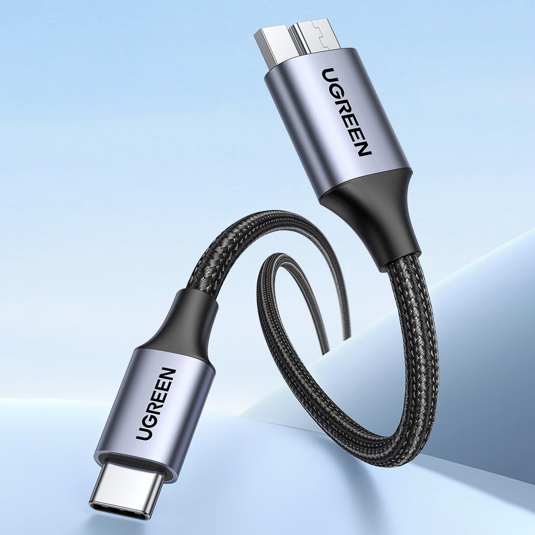 Kabel USB-C für Micro USB-B 3.0, Ugreen 3A 5Gbps 0.5m, Grau