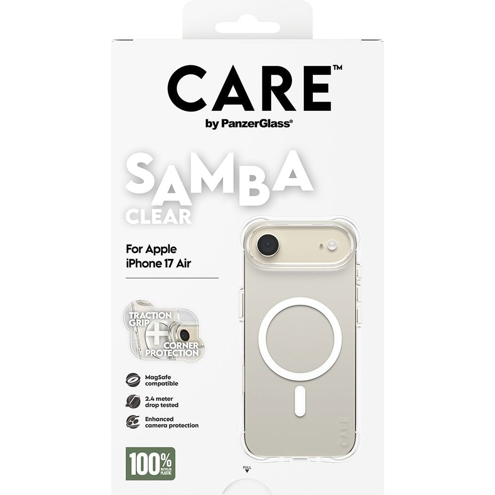 Handyhülle für iPhone Air, CARE by PanzerGlass Fashionable Samba MagSafe, Transparent und Weiß