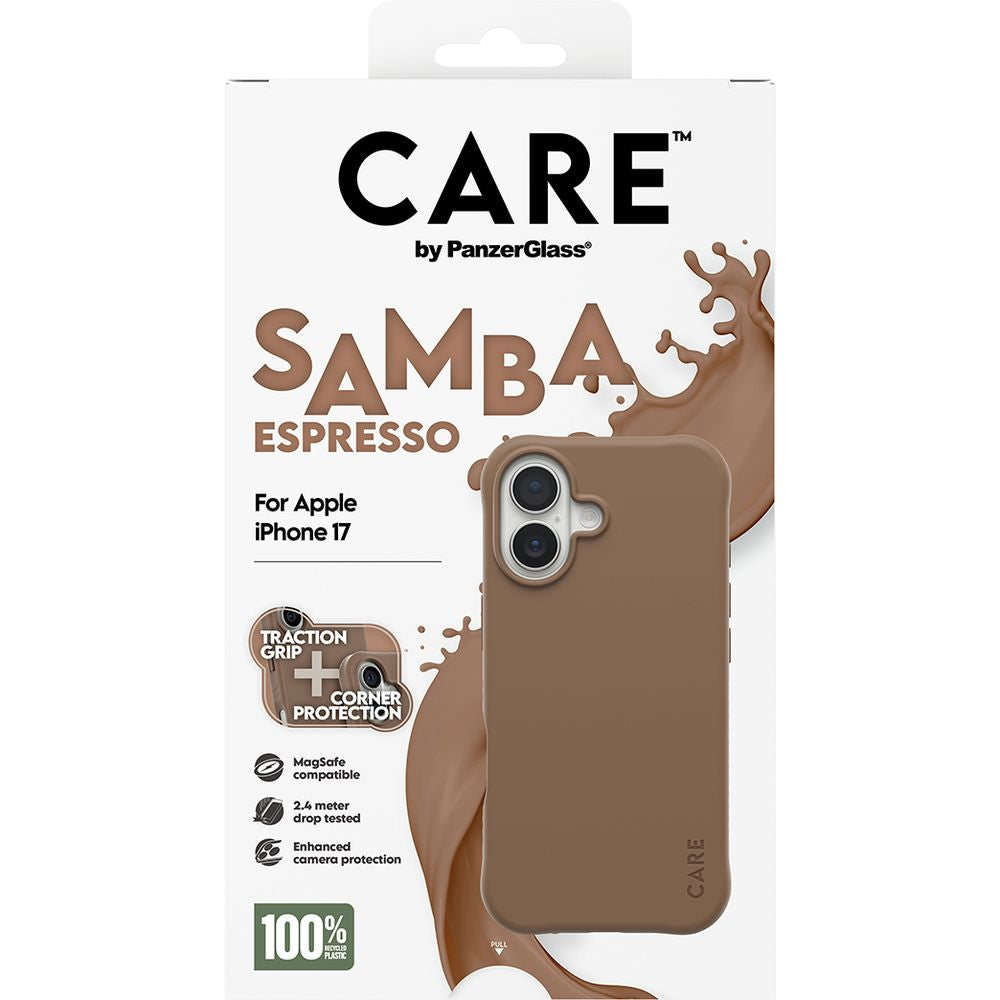 Handyhülle für iPhone 17, CARE by PanzerGlass Fashionable Samba MagSafe, Braun