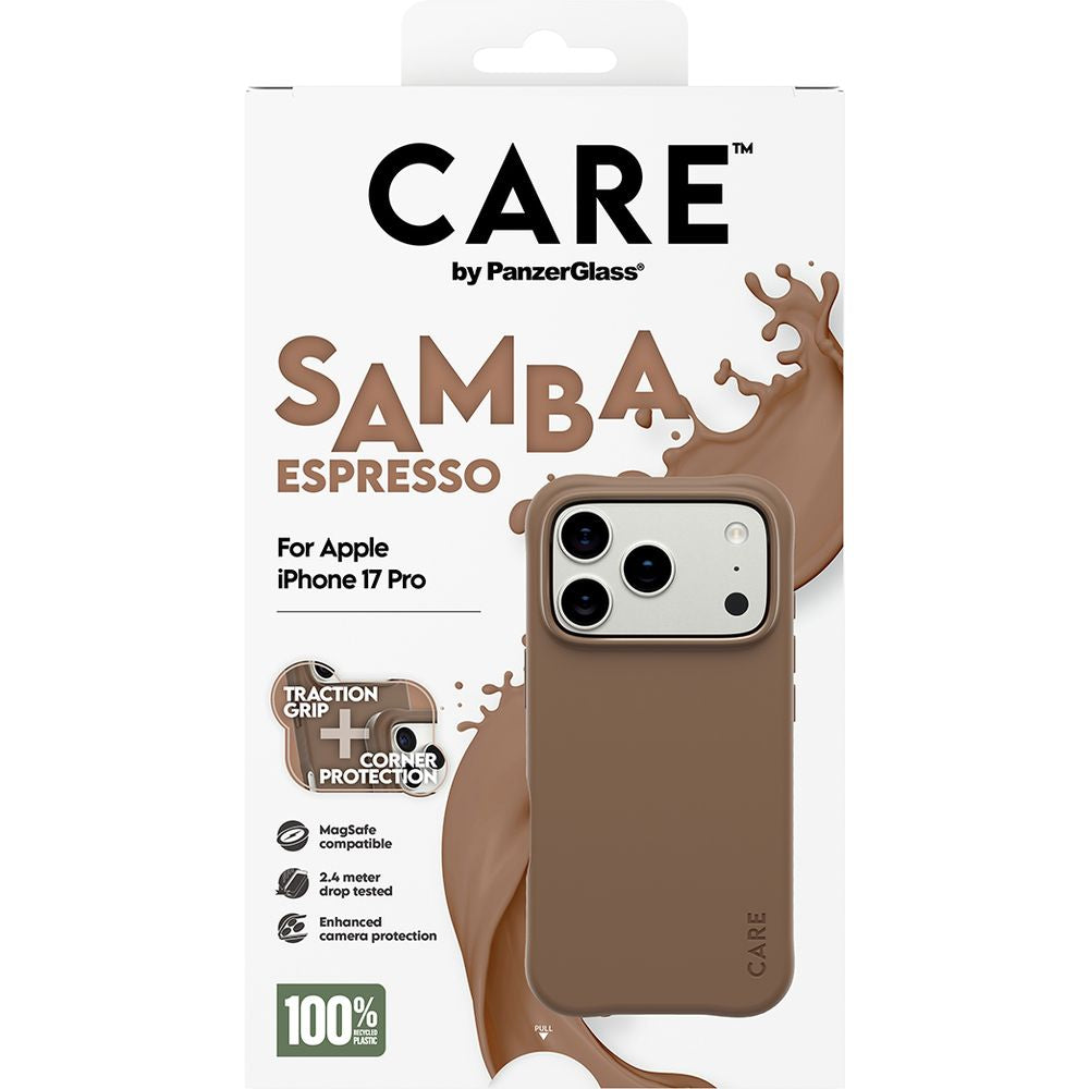 Handyhülle für iPhone 17 Pro, CARE by PanzerGlass Fashionable Samba MagSafe, Braun