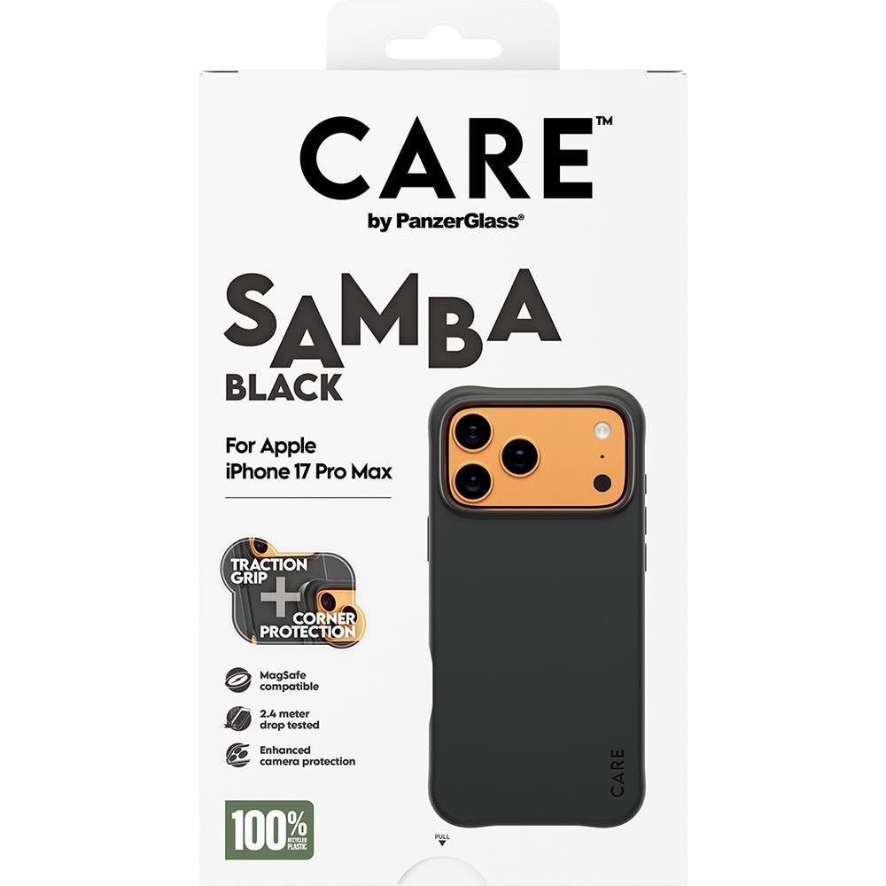 Handyhülle für iPhone 17 Pro Max, CARE by PanzerGlass Fashionable Samba MagSafe, Schwarz