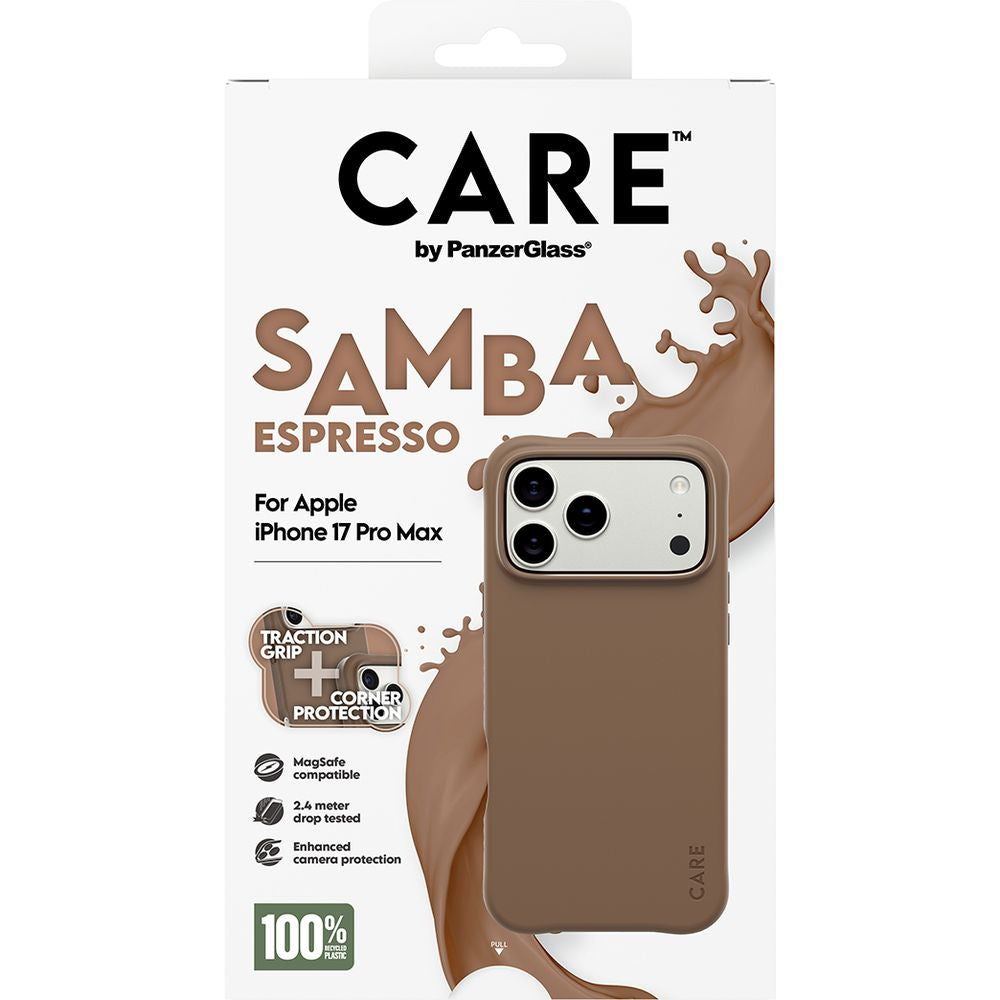 Handyhülle für iPhone 17 Pro Max, CARE by PanzerGlass Fashionable Samba MagSafe, Braun