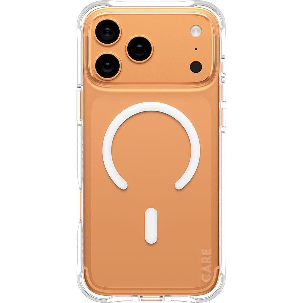 Handyhülle für iPhone 17 Pro Max, CARE by PanzerGlass Fashionable Samba MagSafe, Transparent und Weiß