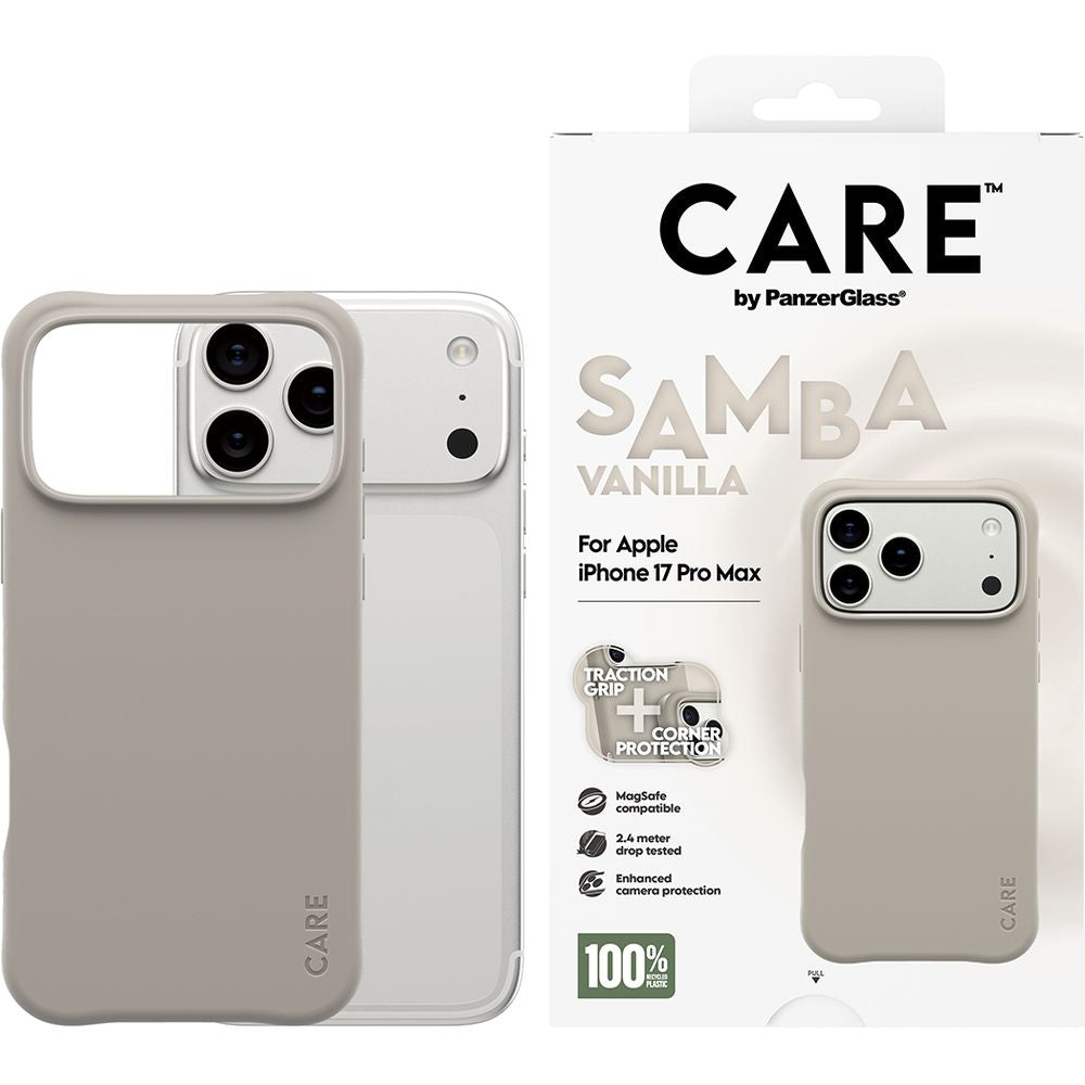 Handyhülle für iPhone 17 Pro Max, CARE by PanzerGlass Fashionable Samba MagSafe, Grau