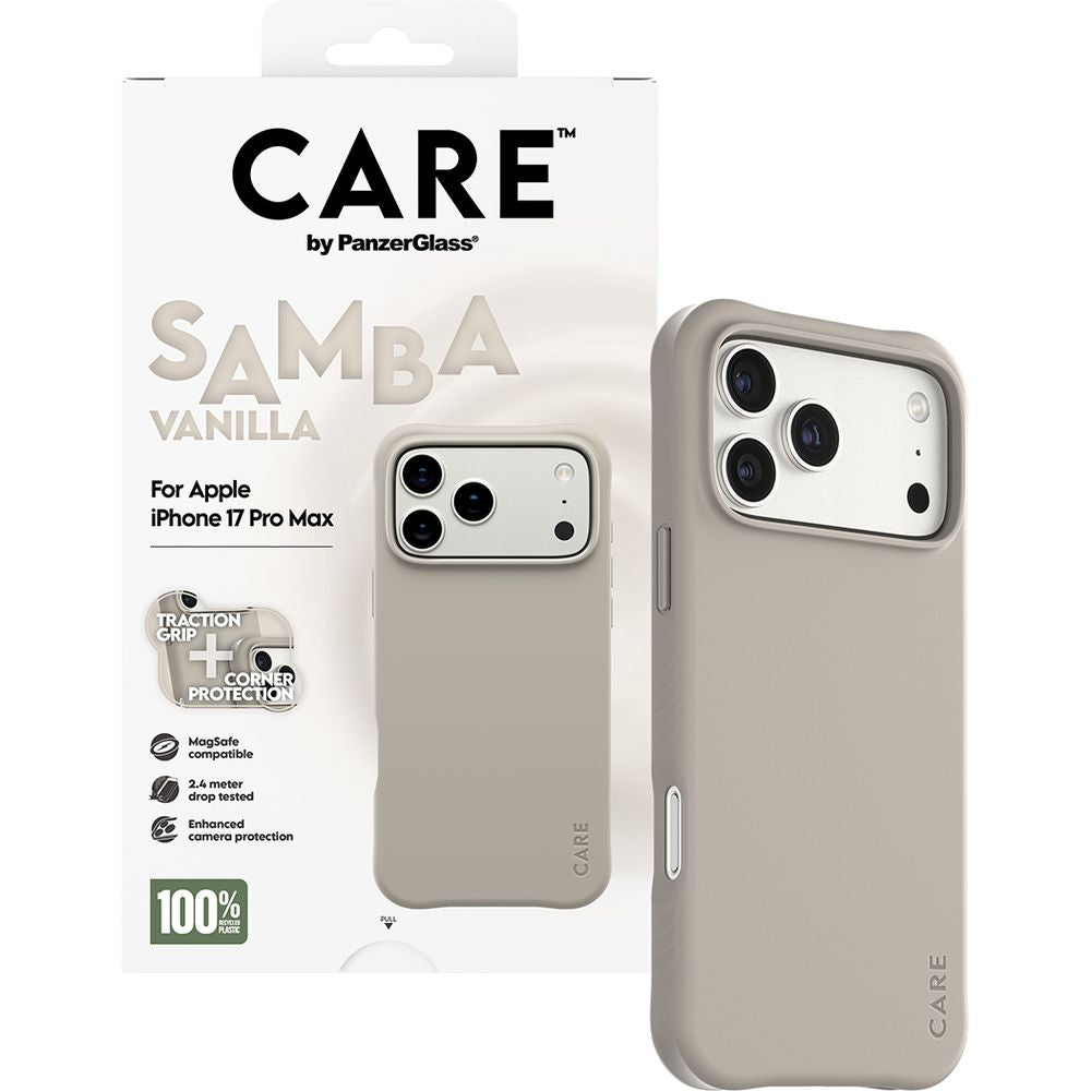 Handyhülle für iPhone 17 Pro Max, CARE by PanzerGlass Fashionable Samba MagSafe, Grau