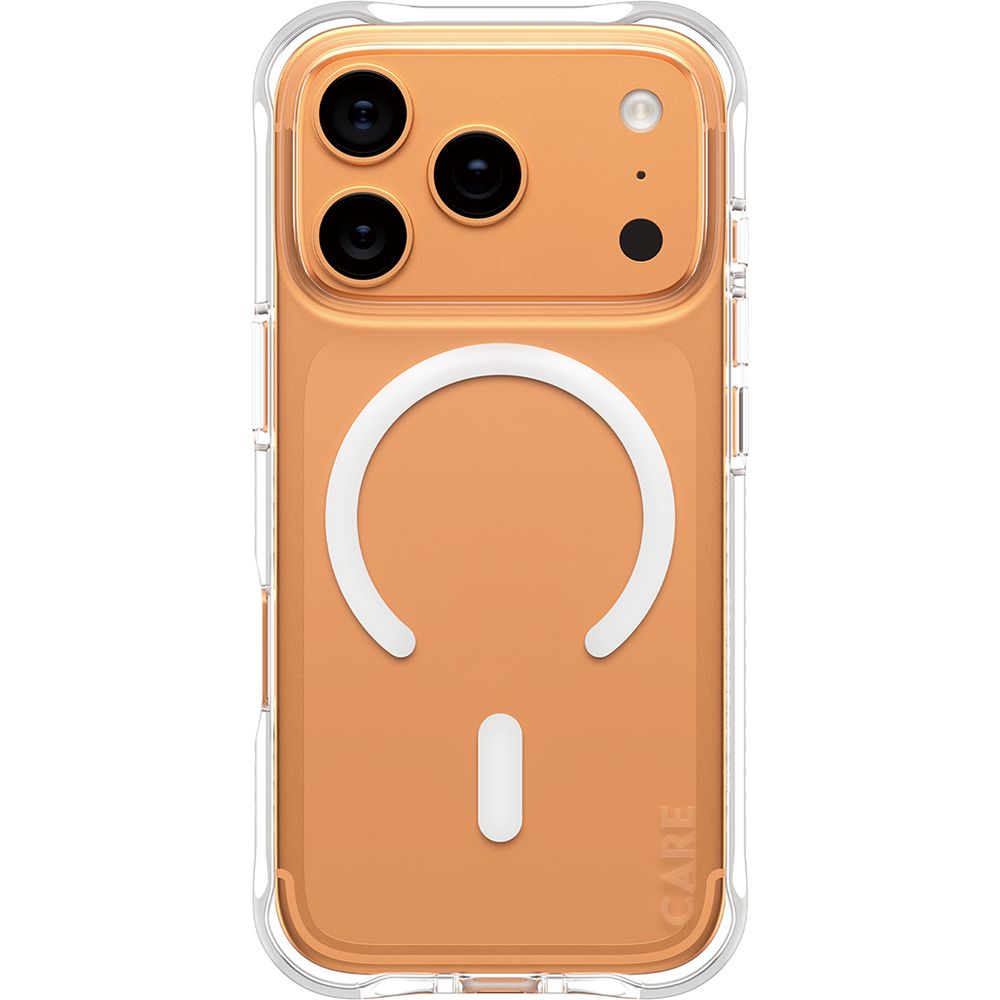 Handyhülle für iPhone 17 Pro, CARE by PanzerGlass Fashionable Samba MagSafe, Transparent und Weiß