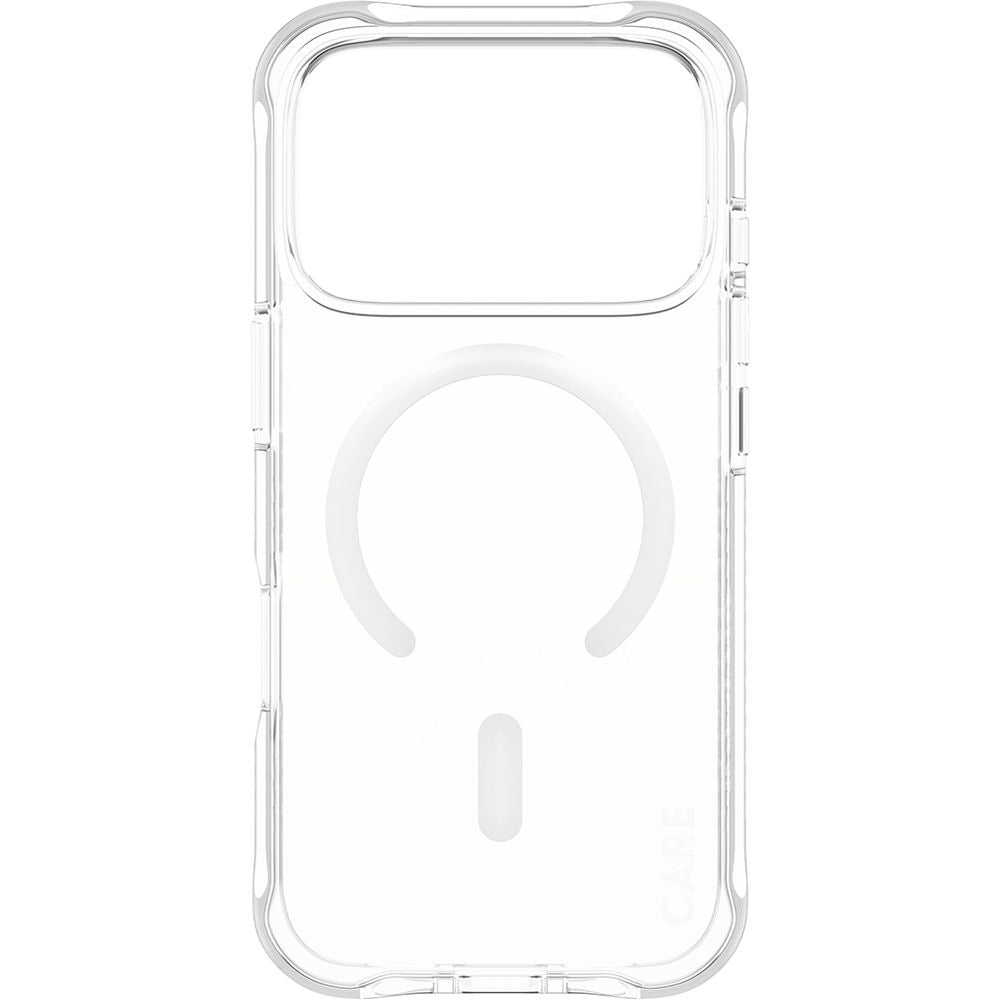 Handyhülle für iPhone 17 Pro, CARE by PanzerGlass Fashionable Samba MagSafe, Transparent und Weiß
