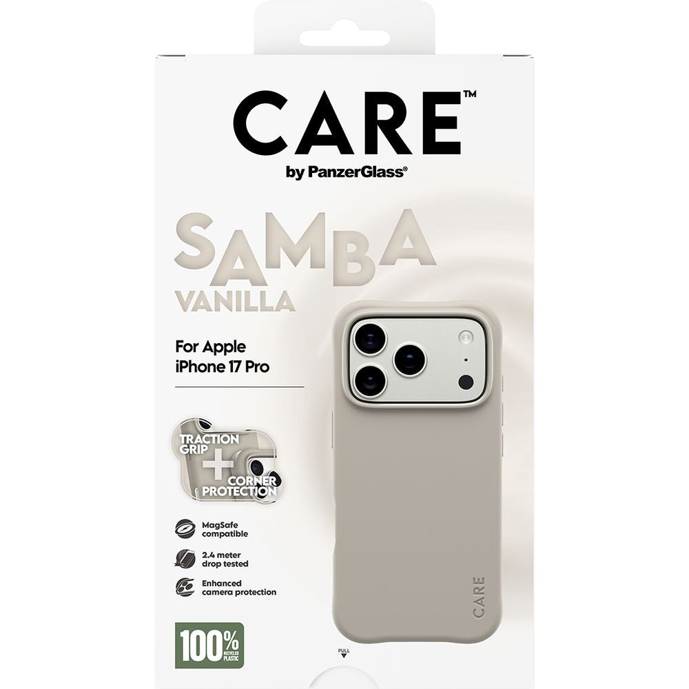 Handyhülle für iPhone 17 Pro, CARE by PanzerGlass Fashionable Samba MagSafe, Grau