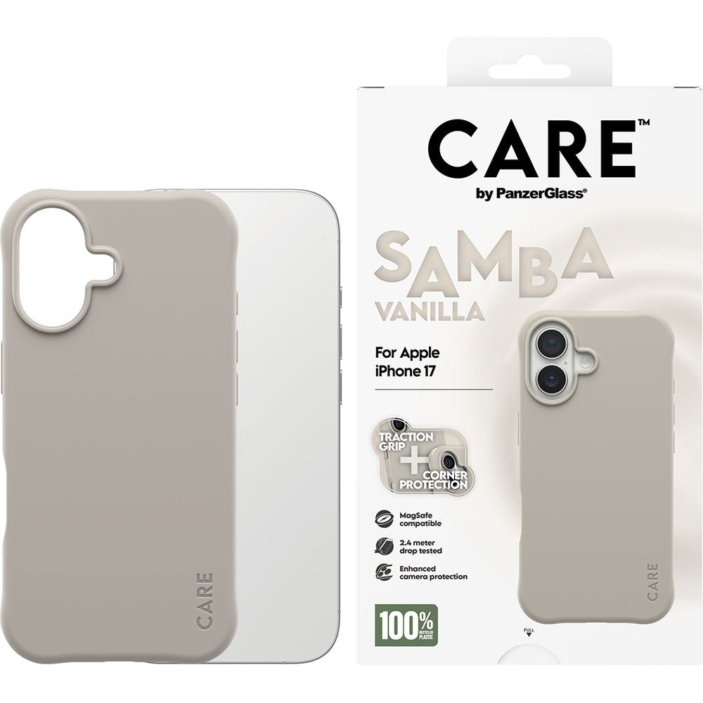 Handyhülle für iPhone 17, CARE by PanzerGlass Fashionable Samba MagSafe, Grau