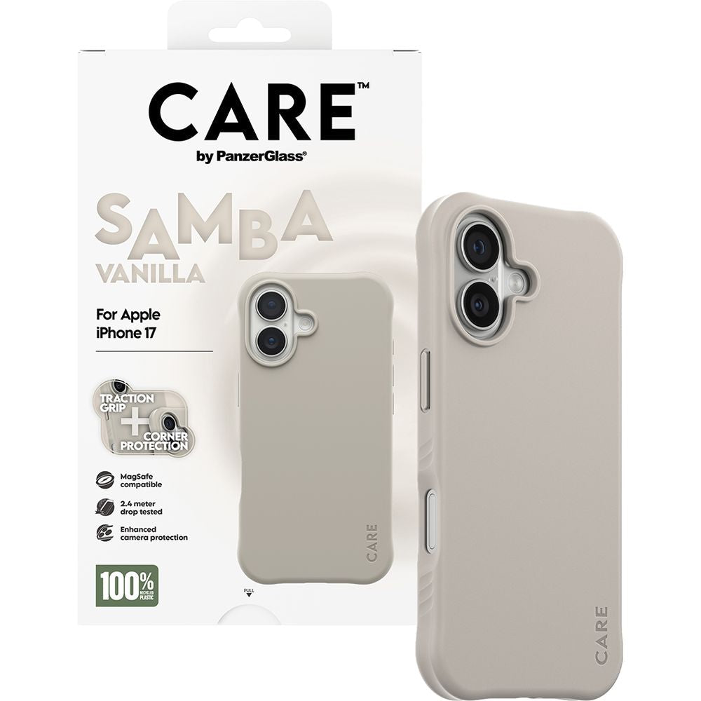Handyhülle für iPhone 17, CARE by PanzerGlass Fashionable Samba MagSafe, Grau