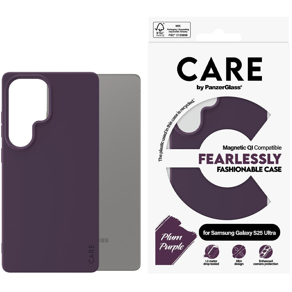 Handyhülle für Galaxy S25 Ultra, Care by PanzerGlass Fearlessly Fashionable Case Magnetic, Dunkelviolett