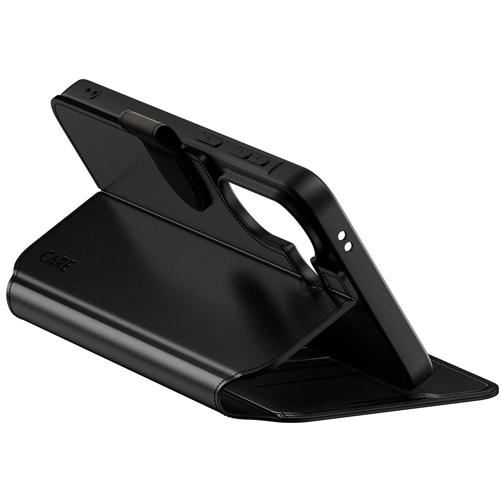 Handyhülle mit Klappe für Galaxy A57 5G, Care by PanzerGlass Wallet Case with Kickstand, Schwarz