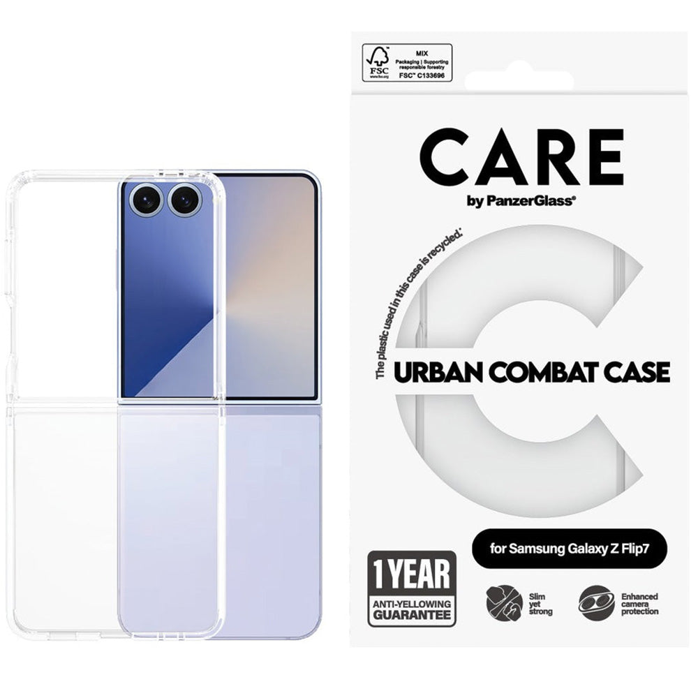 Handyhülle für Galaxy Z Flip7, CARE by PanzerGlass Urban Combat, Transparent