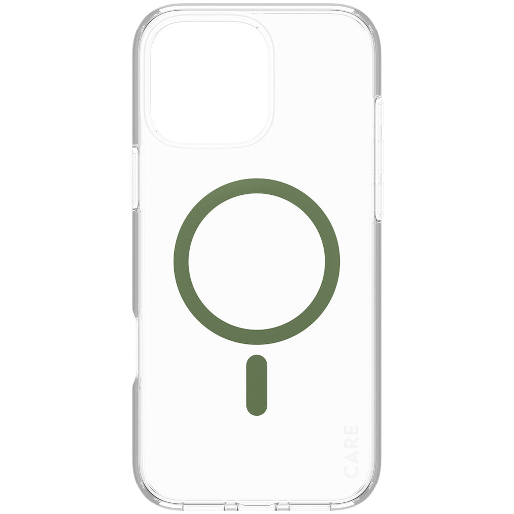 Handyhülle für iPhone 16 Pro Max, Care by PanzerGlass Urban Combat Case mit MagSafe, Transparent und Grün