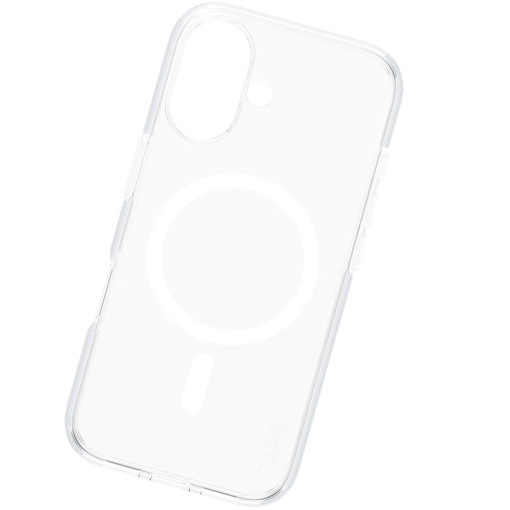 Handyhülle für iPhone 16, Care by PanzerGlass Urban Combat Case mit MagSafe, Transparent und Weiß