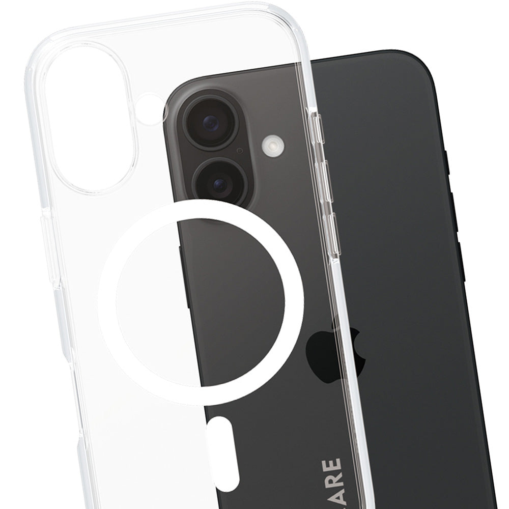 Handyhülle für iPhone 16, Care by PanzerGlass Urban Combat Case mit MagSafe, Transparent und Weiß