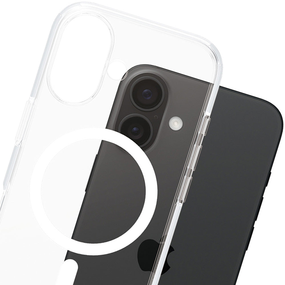 Handyhülle für iPhone 16, Care by PanzerGlass Urban Combat Case mit MagSafe, Transparent und Weiß