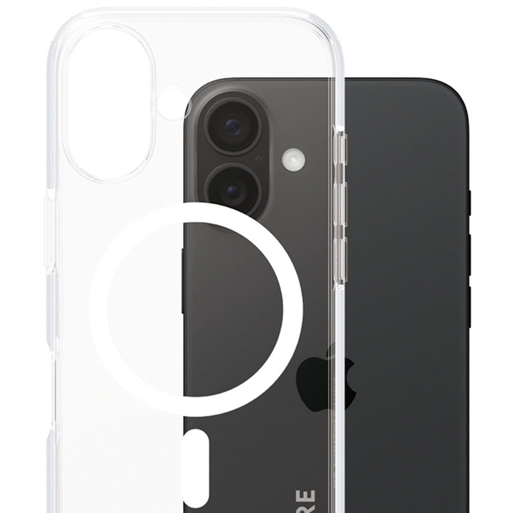 Handyhülle für iPhone 16, Care by PanzerGlass Urban Combat Case mit MagSafe, Transparent und Weiß