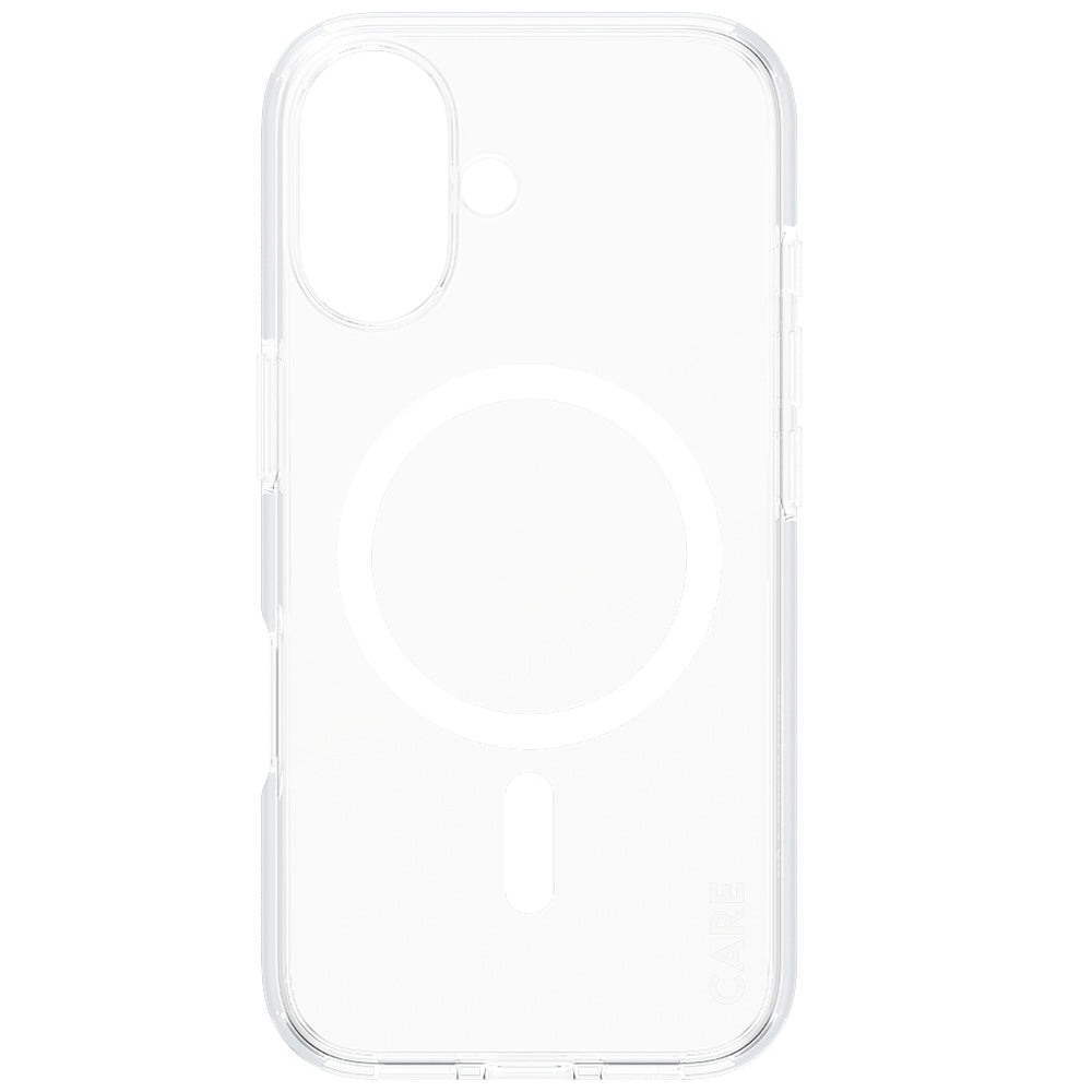 Handyhülle für iPhone 16, Care by PanzerGlass Urban Combat Case mit MagSafe, Transparent und Weiß