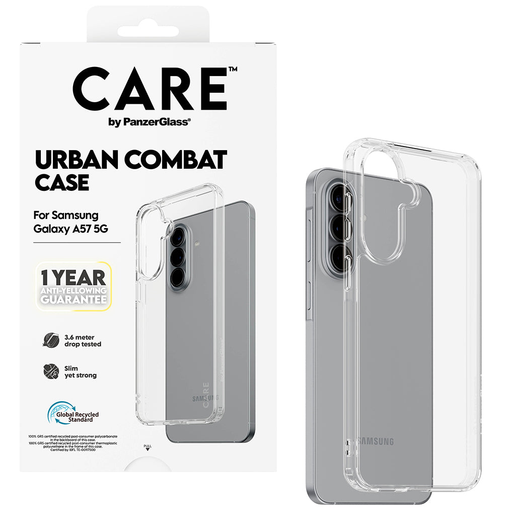 Handyhülle für Galaxy A57 5G, PanzerGlass CARE Flagship Urban Combat, Transparent