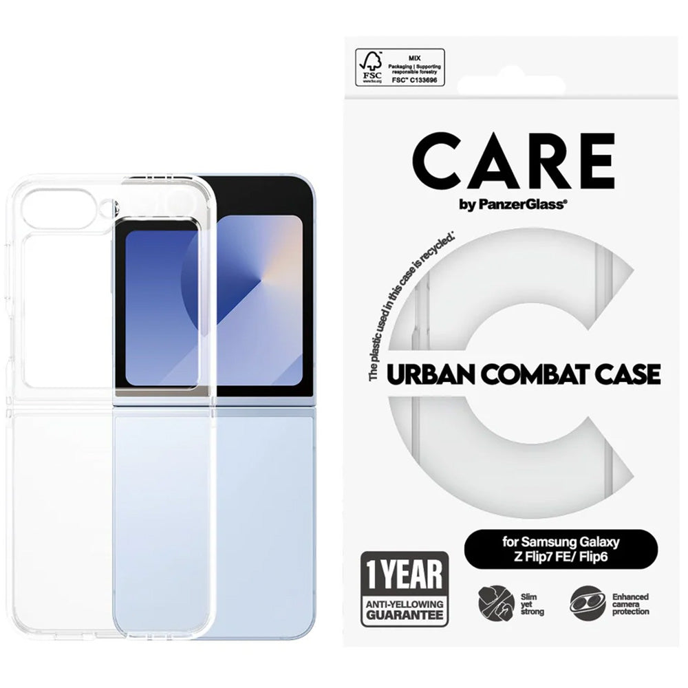 Handyhülle für Galaxy Z Flip7 FE / 6, CARE by PanzerGlass Urban Combat, Transparent