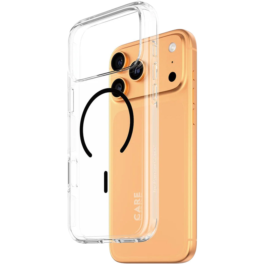 Handyhülle für iPhone 17 Pro Max, CARE by PanzerGlass Flagship Urban Explorer mit MagSafe, Transparent-Schwarz