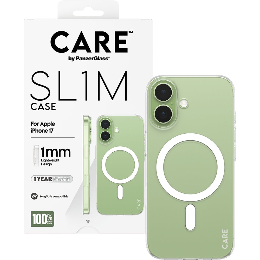 Handyhülle für iPhone 17, CARE by PanzerGlass SL1M mit MagSafe, Transparent