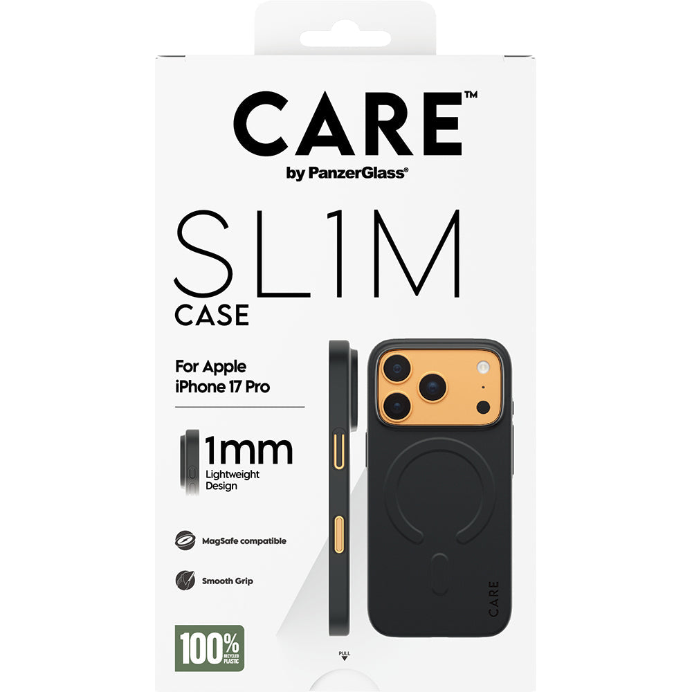 Handyhülle für iPhone 17 Pro, CARE by PanzerGlass SL1M mit MagSafe, Schwarz