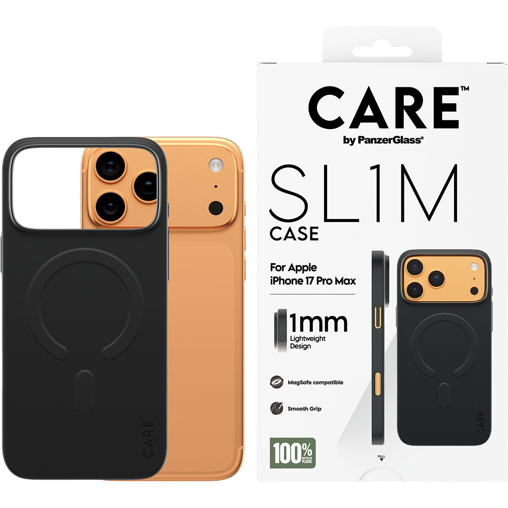 Handyhülle für iPhone 17 Pro Max, CARE by PanzerGlass SL1M mit MagSafe, Schwarz