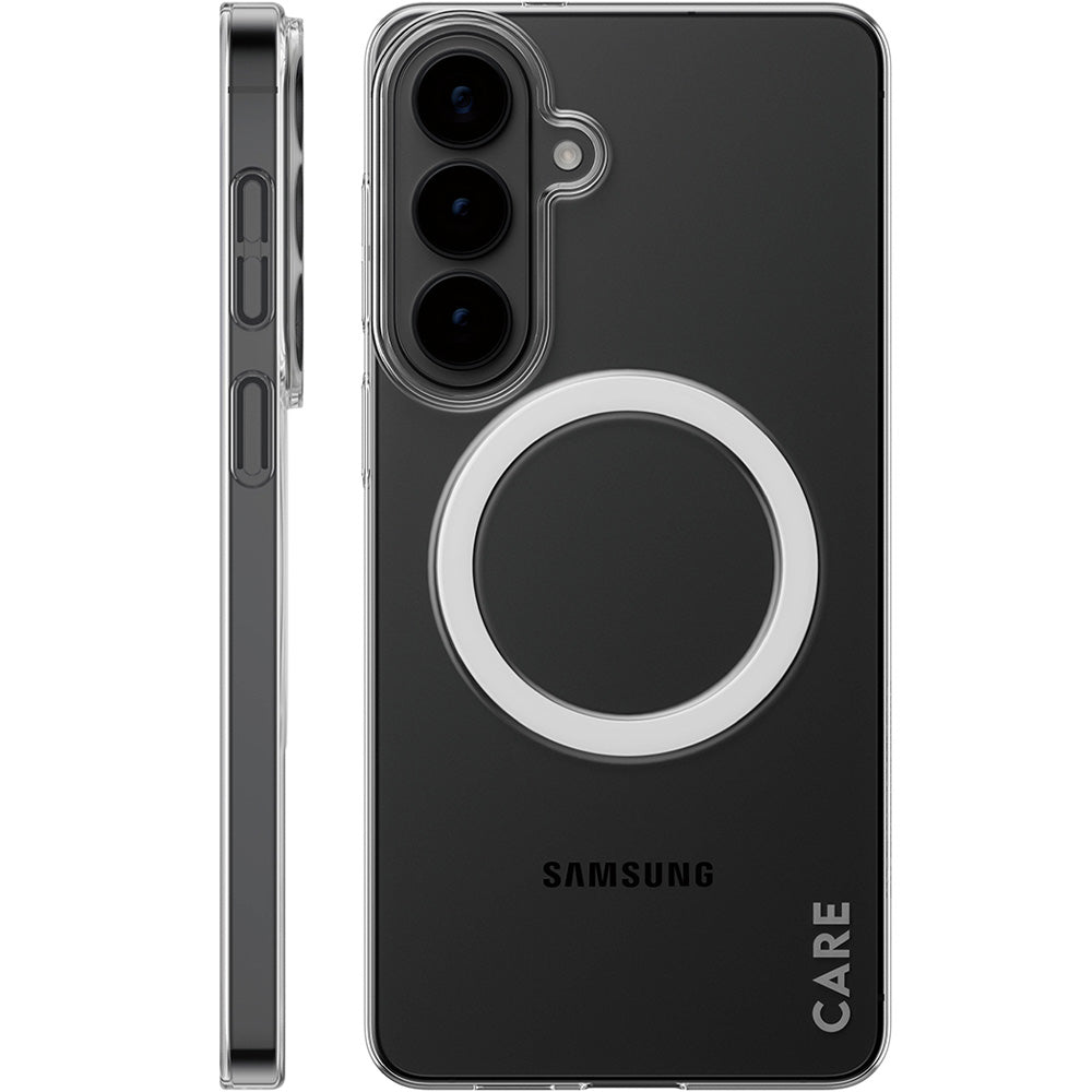 Handyhülle für Galaxy S26 Plus, CARE by PanzerGlass SL1M mit MagSafe, Transparent und Weiß
