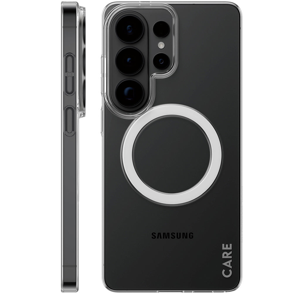 Handyhülle für Galaxy S26 Ultra, CARE by PanzerGlass SL1M mit MagSafe, Transparent und Weiß