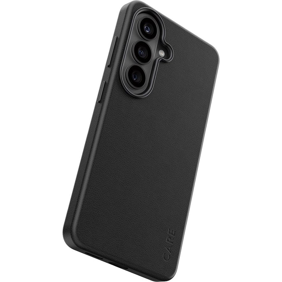 Handyhülle aus veganem Leder für Galaxy S26, CARE by PanzerGlass Solo mit MagSafe, Schwarz