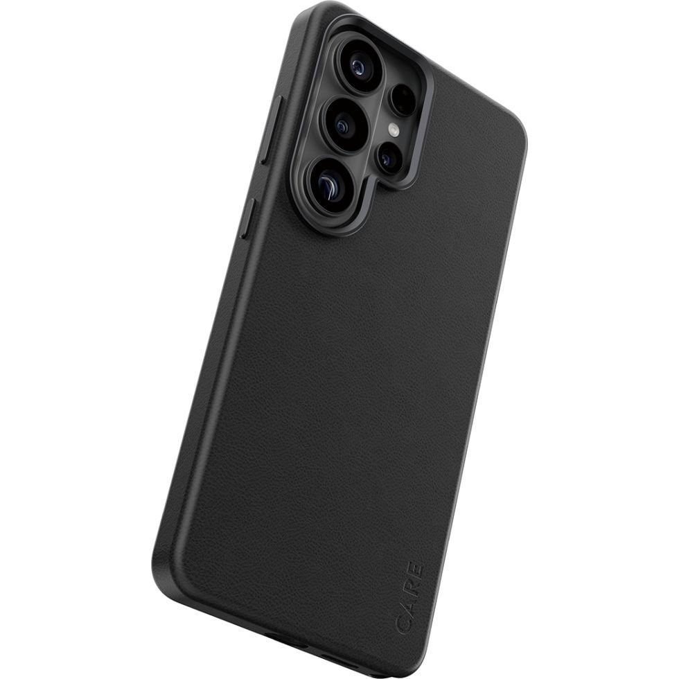 Handyhülle aus veganem Leder für Galaxy S26 Ultra, CARE by PanzerGlass Solo mit MagSafe, Schwarz