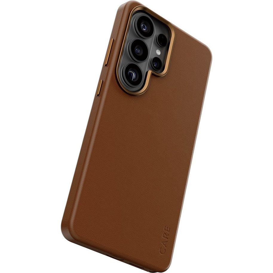 Handyhülle aus veganem Leder für Galaxy S26 Ultra, CARE by PanzerGlass Solo mit MagSafe, Braun