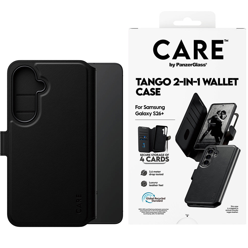 Handyhülle für Galaxy S26 Plus, CARE by PanzerGlass Tango 2in1 Wallet mit MagSafe, Schwarz