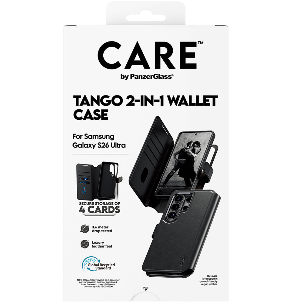 Handyhülle für Galaxy S26 Ultra, CARE by PanzerGlass Tango 2in1 Wallet mit MagSafe, Schwarz
