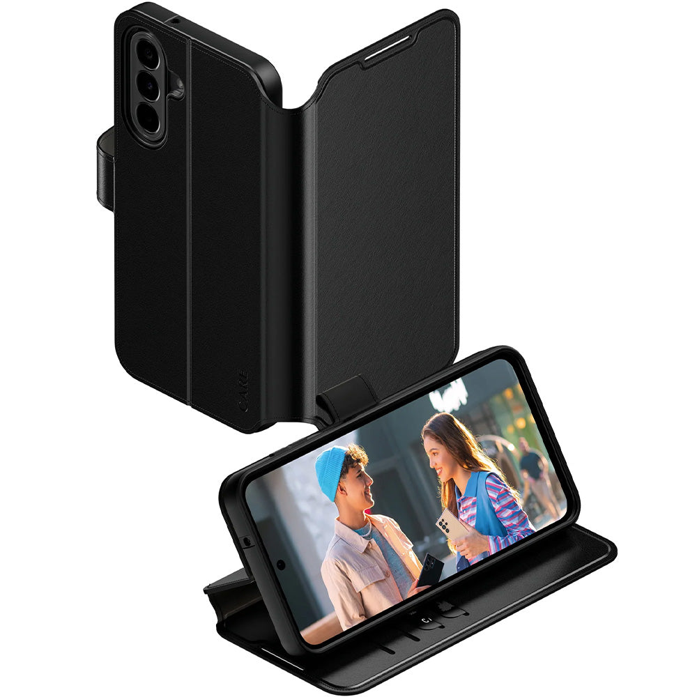 Handyhülle mit Klappe für Galaxy A27 5G, Care by PanzerGlass Wallet Case with Kickstand, Schwarz