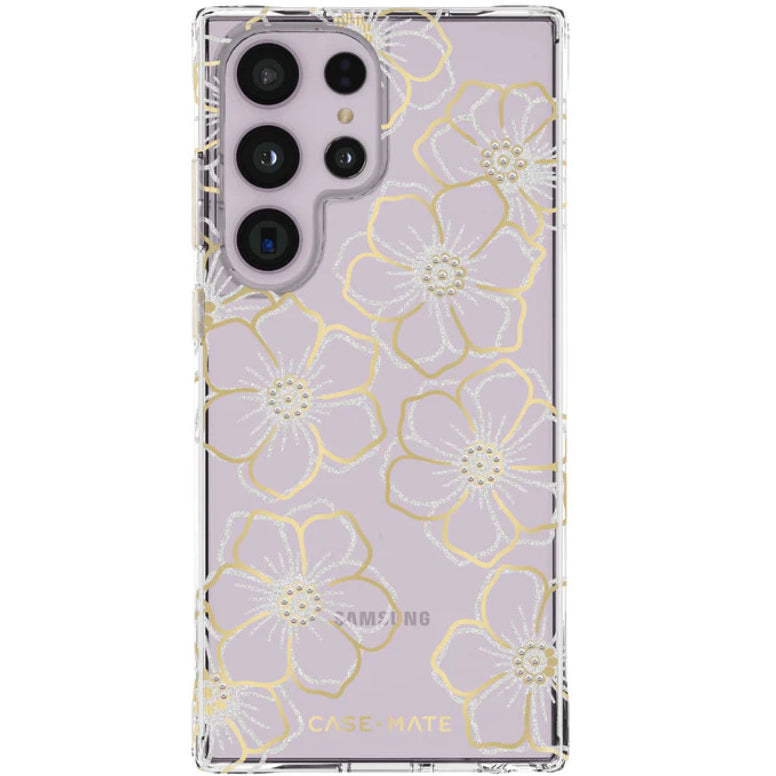 Schutzhülle Case Mate Floral Gems für Galaxy S23 Ultra, Glitzergold