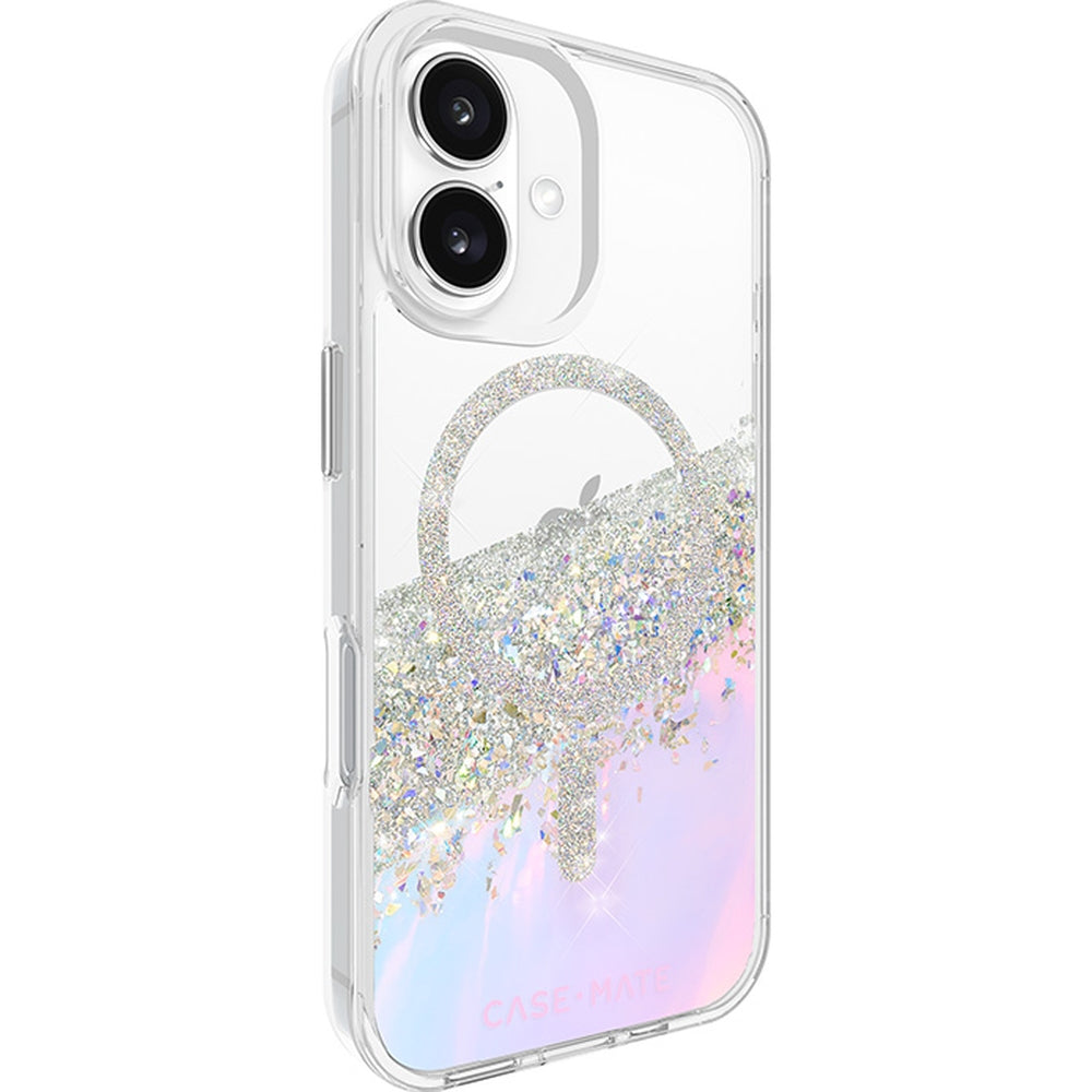 Handyhülle für iPhone 16, Case-Mate Karat Holographic Soap Bubble MagSafe, Transparent, schillernd mit silbernen Reflexen