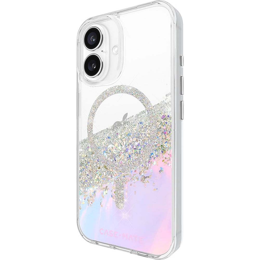 Handyhülle für iPhone 16, Case-Mate Karat Holographic Soap Bubble MagSafe, Transparent, schillernd mit silbernen Reflexen