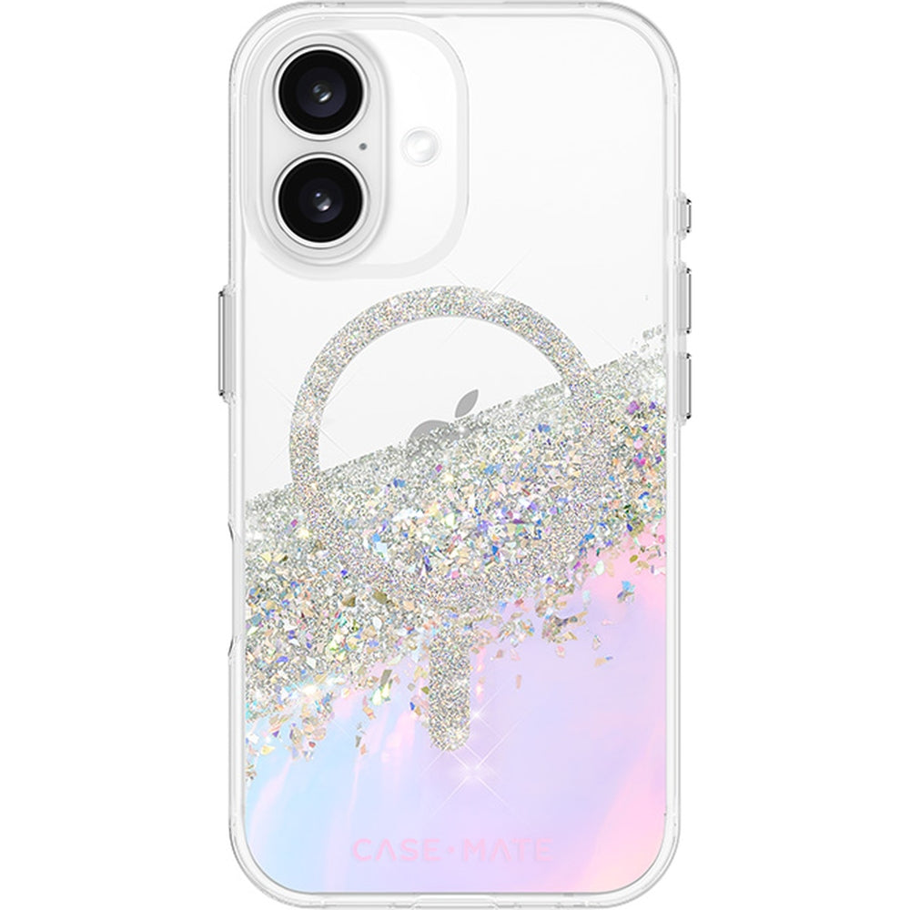 Handyhülle für iPhone 16, Case-Mate Karat Holographic Soap Bubble MagSafe, Transparent, schillernd mit silbernen Reflexen