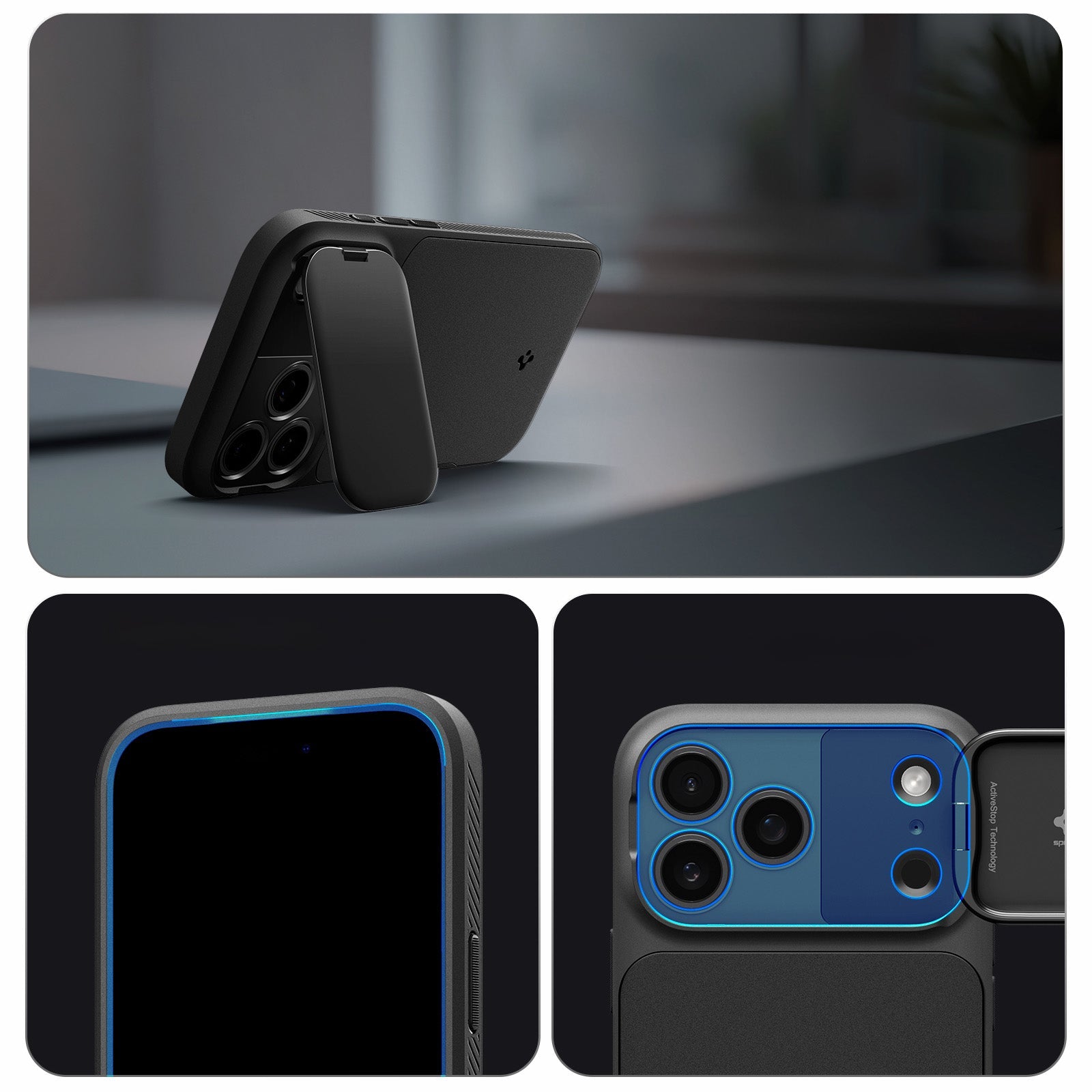 Handyhülle für iPhone 17 Pro, Spigen Optik Armor Mag mit MagSafe, Schwarz
