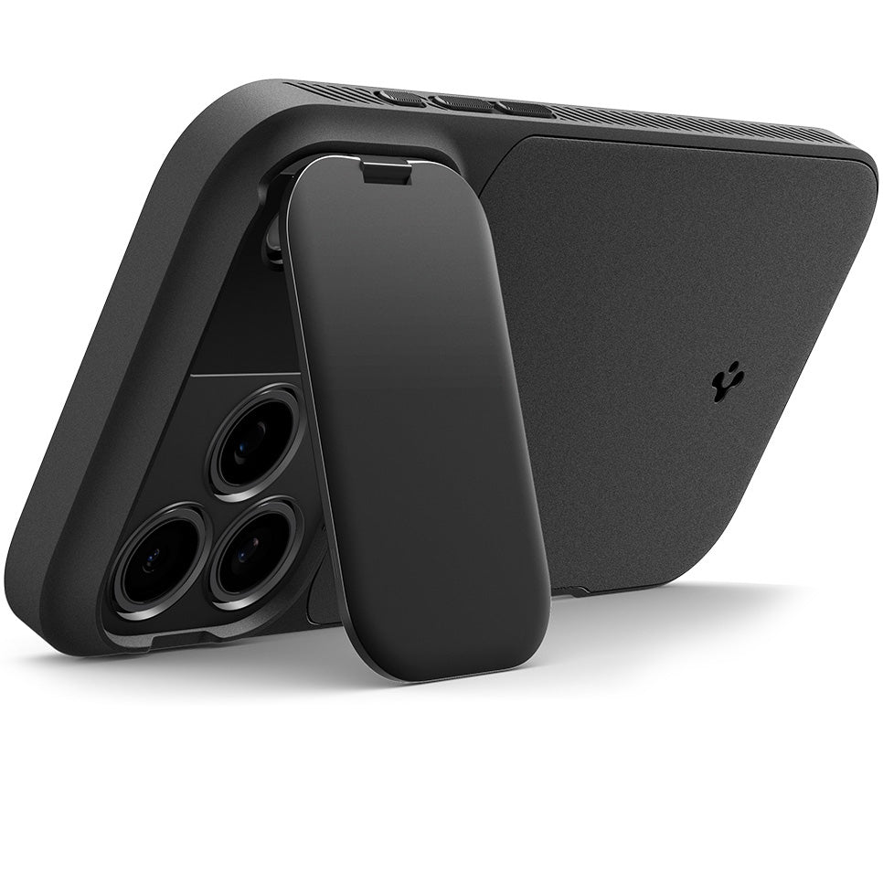 Handyhülle für iPhone 17 Pro, Spigen Optik Armor Mag mit MagSafe, Schwarz