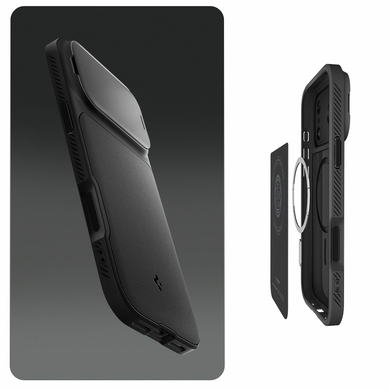 Handyhülle für iPhone 17 Pro, Spigen Optik Armor Mag mit MagSafe, Schwarz