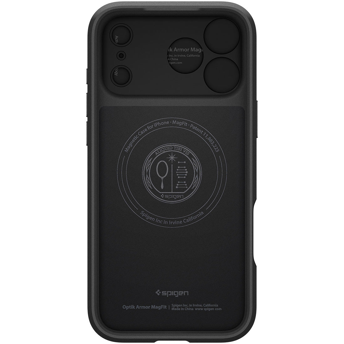 Handyhülle für iPhone 17 Pro Max, Spigen Optik Armor Mag mit MagSafe, Schwarz