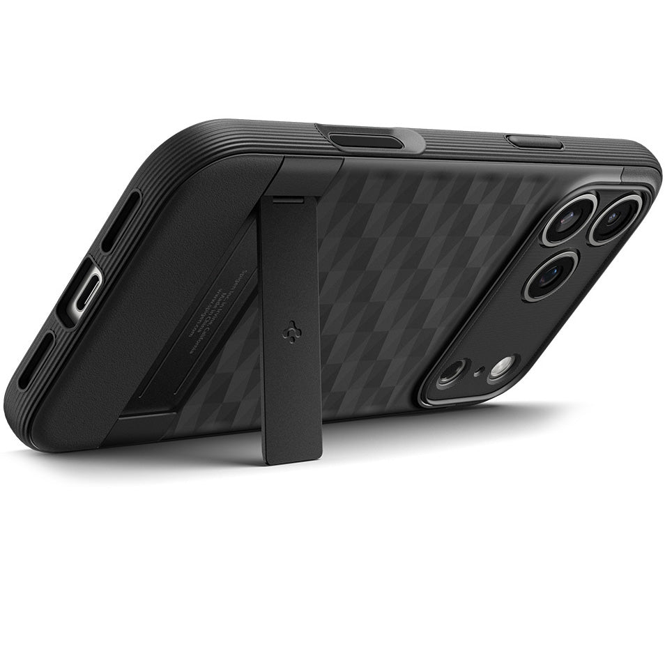Handyhülle für iPhone 17 Pro, Spigen Parallax S Mag mit MagSafe, Schwarz